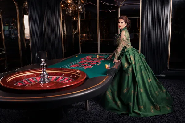 A glamorous woman holding casino chips in a neon-lit environment, representing the premium online casino atmosphere of MC888.